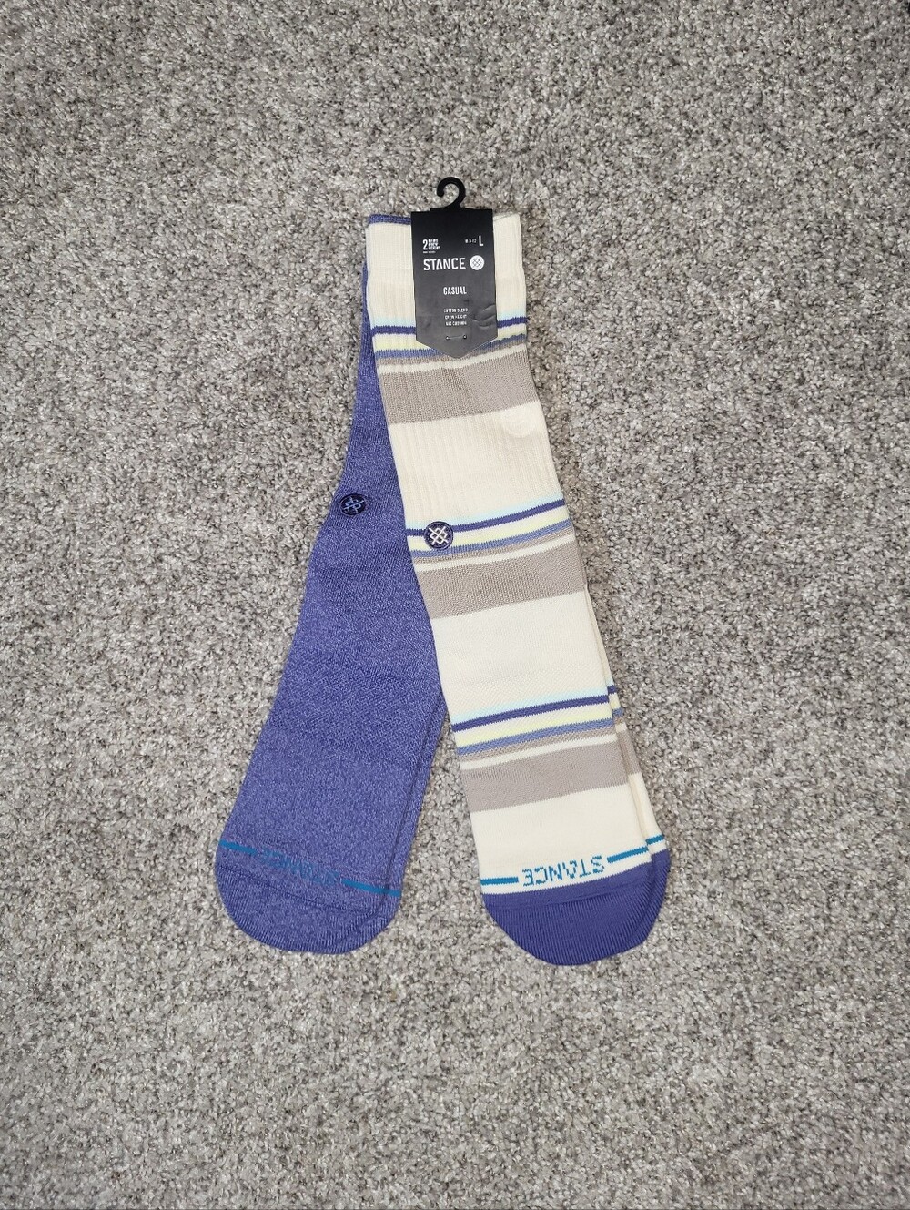 2-Pair Stance Mens Large 9-12 STING GREY Casual Combed Cotton Crew Socks Unisex